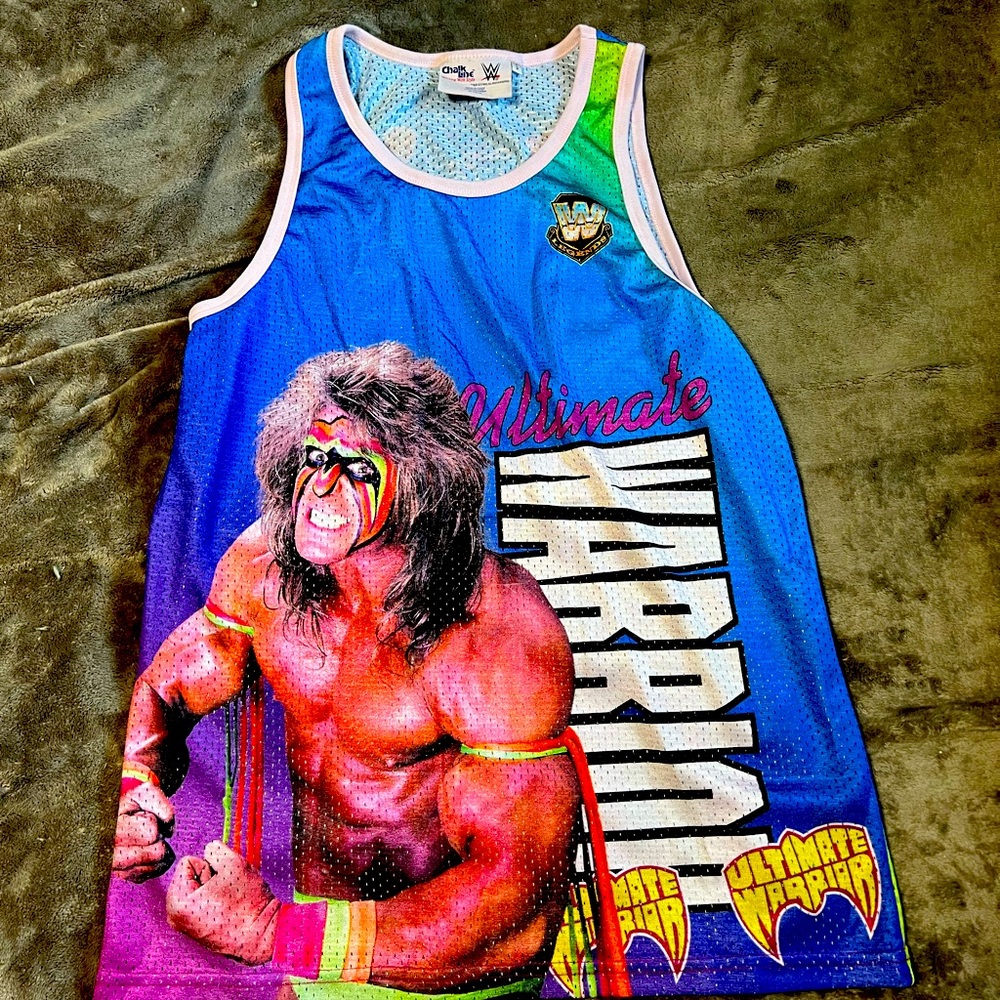 WWE WWF Ultimate Warrior CHALKLINE JERSEY - size small